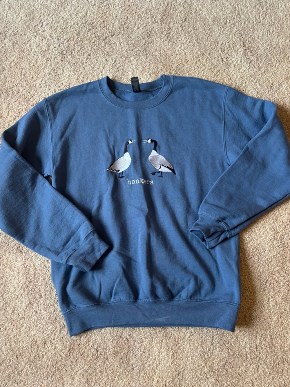 Gildan Blue Crewneck Sweatshirt with Embroidered Geese